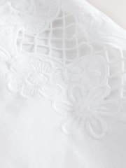 White Floral Cutwork Sleeveless Shell Top - Image 7 of 8
