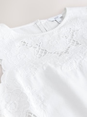 White Floral Cutwork Sleeveless Shell Top - Image 8 of 8