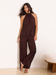 Lipsy Burgundy Red Wide Leg Trousers - Image 4 of 5