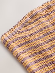 Orange/Burgundy Stripe Shirred Bandeau Top with Linen - Image 8 of 9
