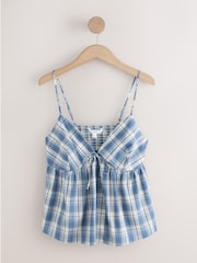 Blue/Butter Yellow Check V-Neck Cami Top - Image 6 of 8