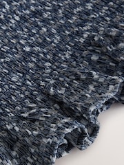 Navy Gingham Shirred One Shoulder Sleeveless Top - Image 7 of 7