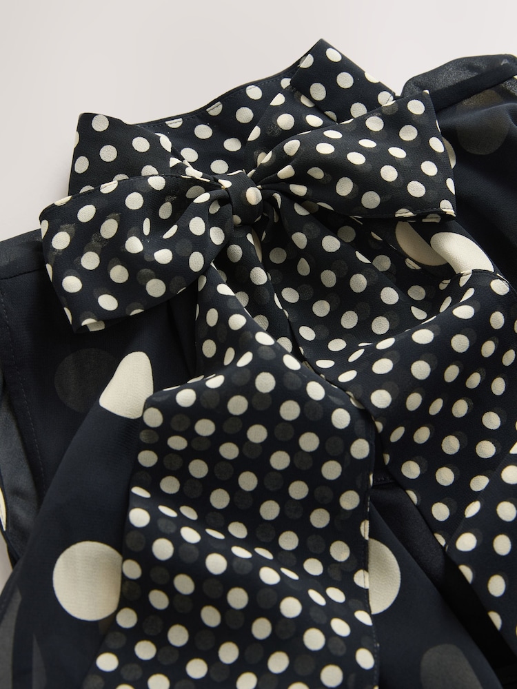Gepunktet, Schwarz - Mesh Sleeveless Scarf Top - Bild 2 von 3