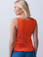 Orange Shirred Modal Scoop Neck Vest - Image 3 of 6