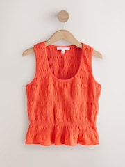 Orange Shirred Modal Scoop Neck Vest - Image 4 of 6