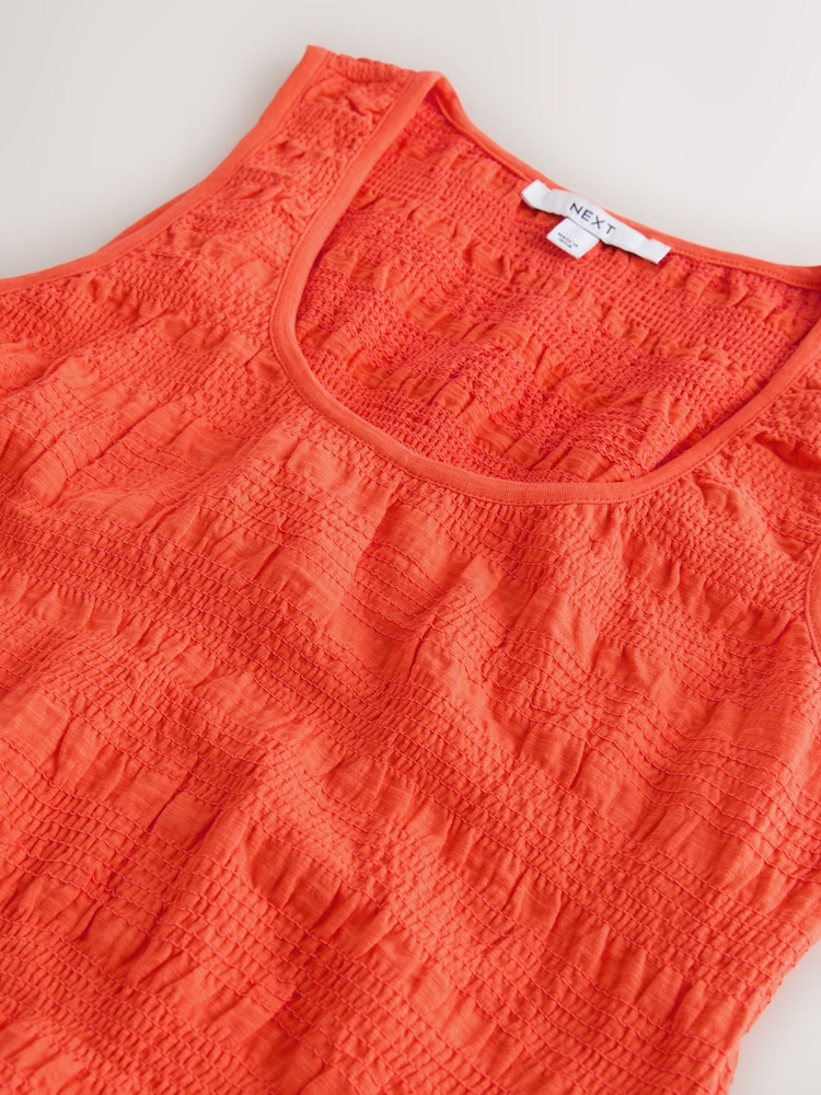 Orange Shirred Modal Scoop Neck Vest - Image 6 of 6