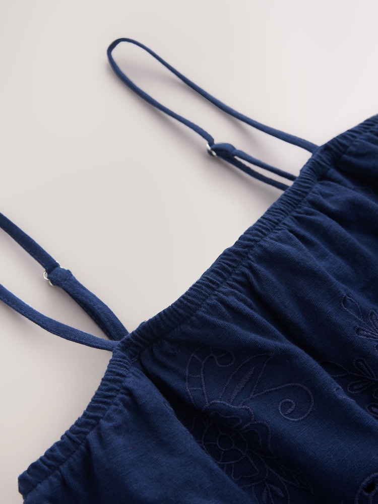 Navy Broderie Sleeveless Bandana Cami - Image 7 of 7
