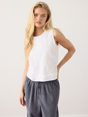 White Sleeveless Crew Neck Cornelli Top - Image 2 of 5