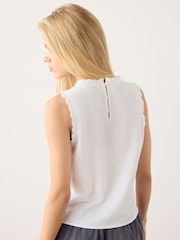 White Sleeveless Crew Neck Cornelli Top - Image 3 of 5