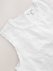 White Sleeveless Crew Neck Cornelli Top - Image 6 of 7