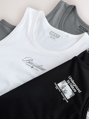 Black/White/Grey Graphic Vests 3 Pack - Image 14 of 15