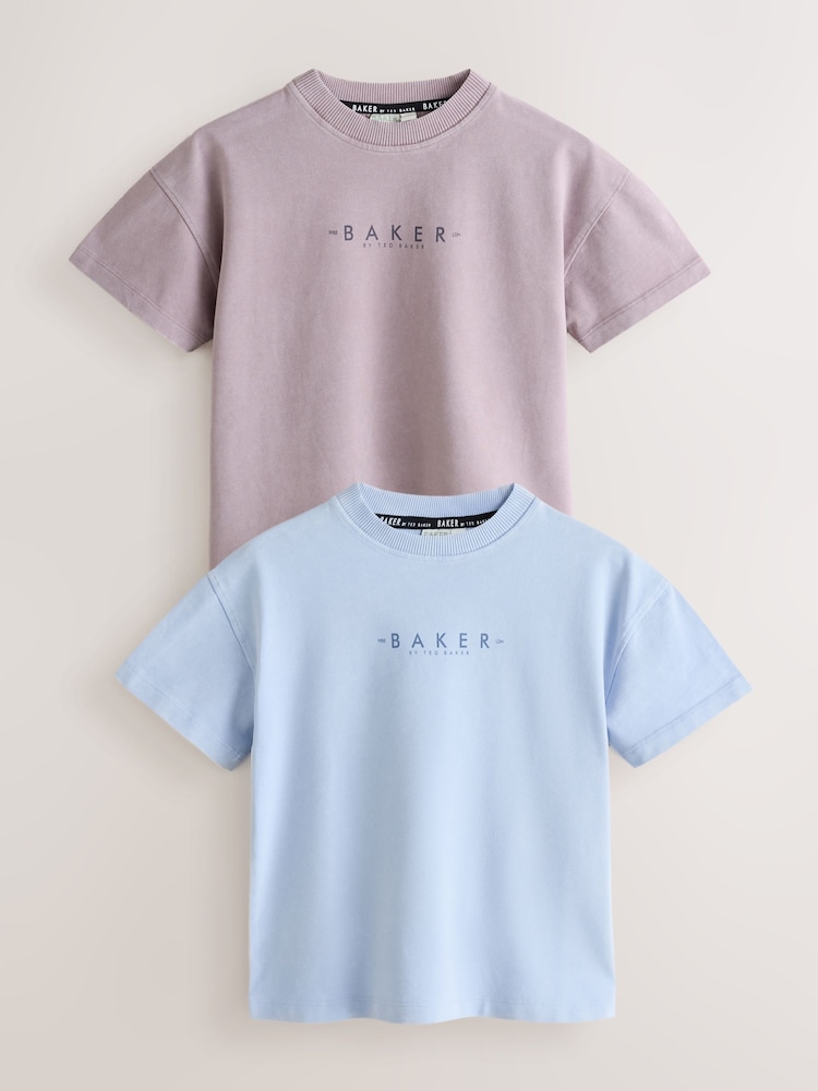 Baker by Ted Baker Blue/Pink Washed T-Shirts 2 Pack - Image 1 of 17 Baker by Ted Baker Blue/Pink Washed T-Shirts 2 Pack - Image 1 of 17