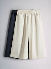 The Set 2 Pack Wide Leg Cotton Culottes Navy/White - Image 1 of 5