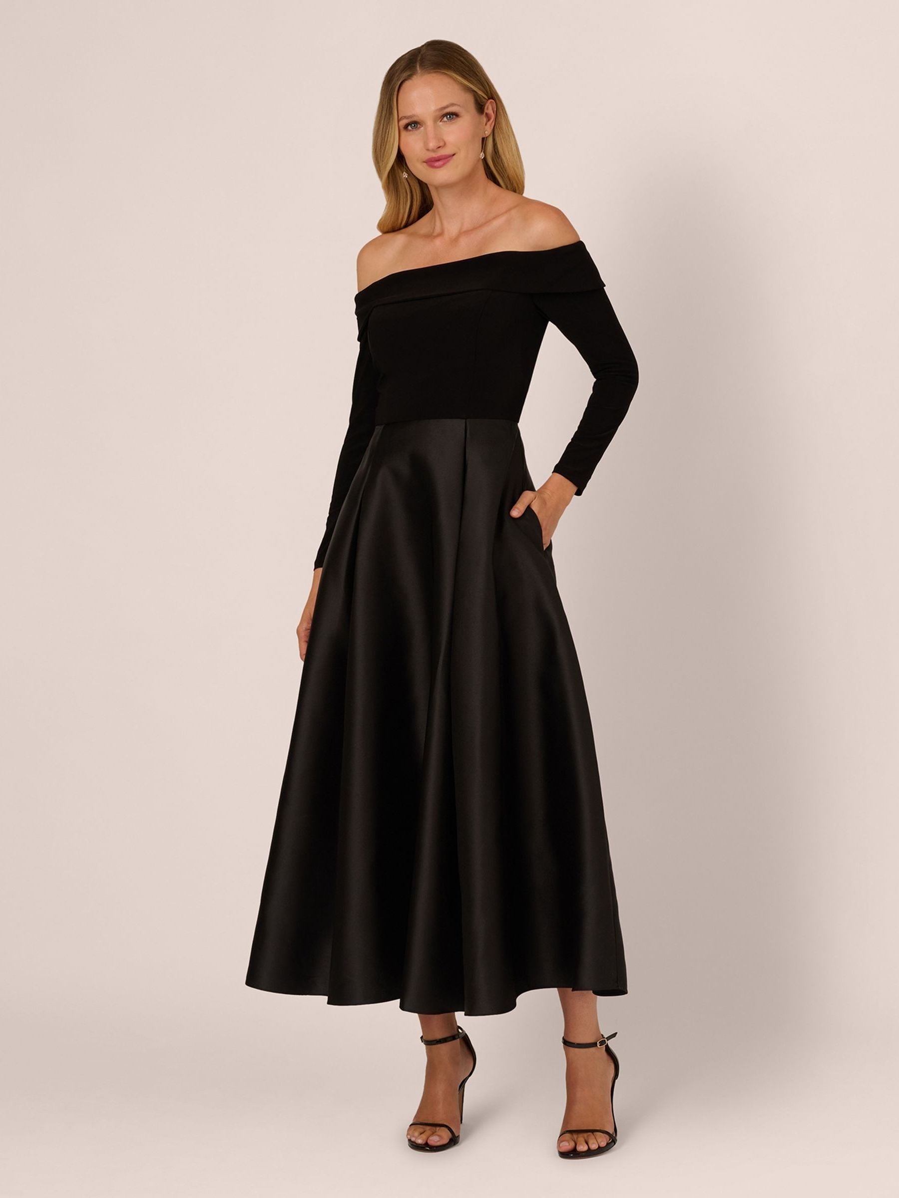 Buy Adrianna Papell Black Mikado Combo Ankle Dress from Next USA