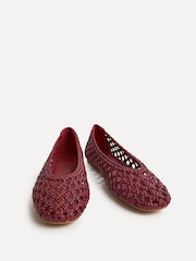 Linzi Burgundy Melina Handwoven Ballet Flats - Image 4 of 6