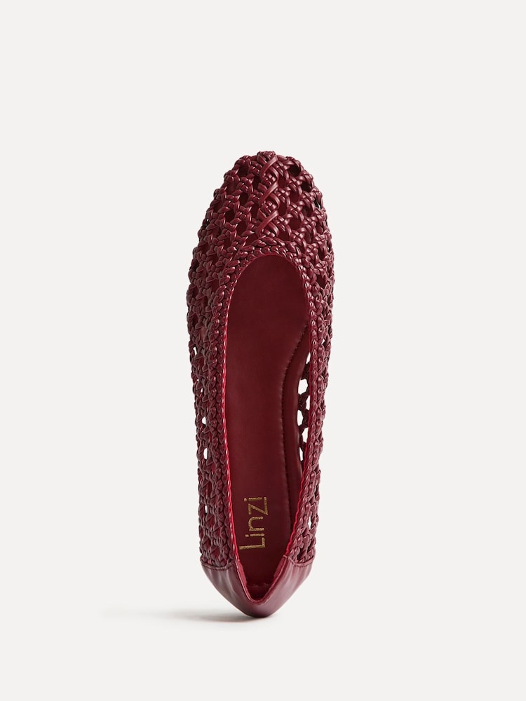 Linzi Burgundy Melina Handwoven Ballet Flats - Image 6 of 6