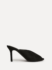 Linzi Black Marseille Peep Toe Mule Heels - Image 2 of 6