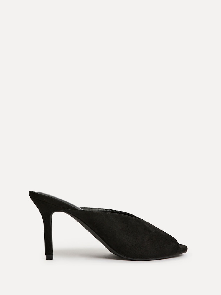 Linzi Black Marseille Peep Toe Mule Heels - Image 2 of 6