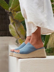 Linzi Blue Espresso Espadrille Mule Sandals - Image 1 of 6