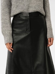 Forever New Black Jaelyn Leather Midi Skirt - Image 3 of 5