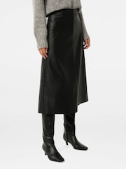 Forever New Black Jaelyn Leather Midi Skirt - Image 4 of 5