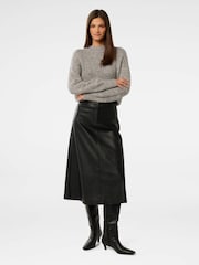 Forever New Black Jaelyn Leather Midi Skirt - Image 5 of 5