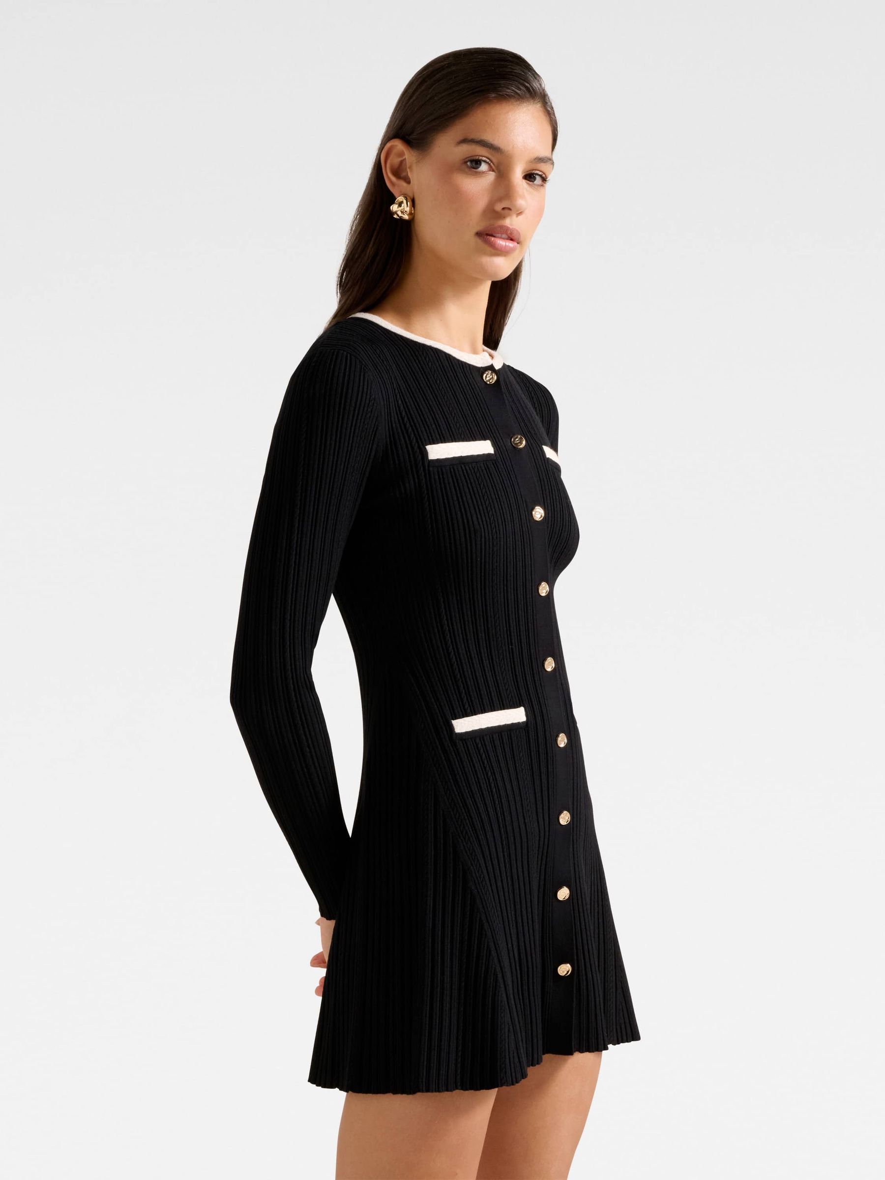 Buy Forever New Black Brielle Fit and Flare Knitted Mini Dress