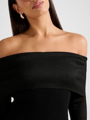 Forever New Black Brynn Bardot Neck Knitted Blouse - Image 3 of 5