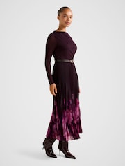 Forever New Purple Adelina 2 in 1 Pleated Midi Dress - Image 2 of 4