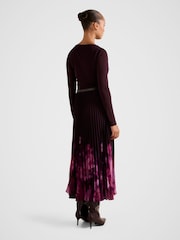 Forever New Purple Adelina 2 in 1 Pleated Midi Dress - Image 3 of 4