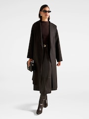 Forever New Brown Brooklyn Leather A Line Midi Dress - Image 1 of 5