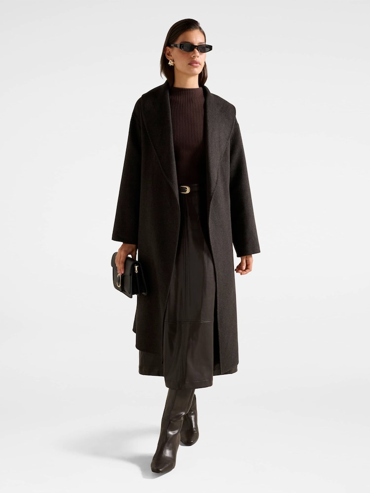 Forever New Brown Brooklyn Vegan Leather A Line Midi Dress - Image 1 of 5 Forever New Brown Brooklyn Vegan Leather A Line Midi Dress - Image 1 of 5