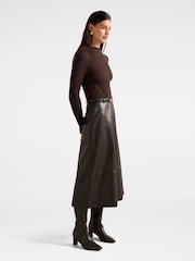 Forever New Brown Brooklyn Leather A Line Midi Dress - Image 3 of 5