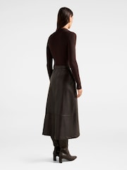Forever New Brown Brooklyn Leather A Line Midi Dress - Image 4 of 5