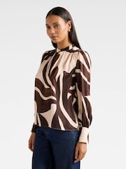 Forever New Brown Kai Gathered Detail Blouse - Image 4 of 5