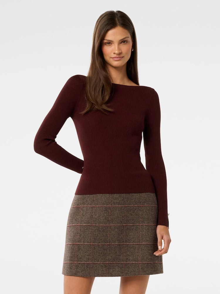 Forever New Red Alaia Ribbed Knitted Top - Image 1 of 5 Forever New Red Alaia Ribbed Knitted Top - Image 1 of 5