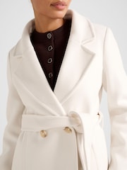 Forever New Cream Rocky Fur Collar Wrap Coat - Image 3 of 5
