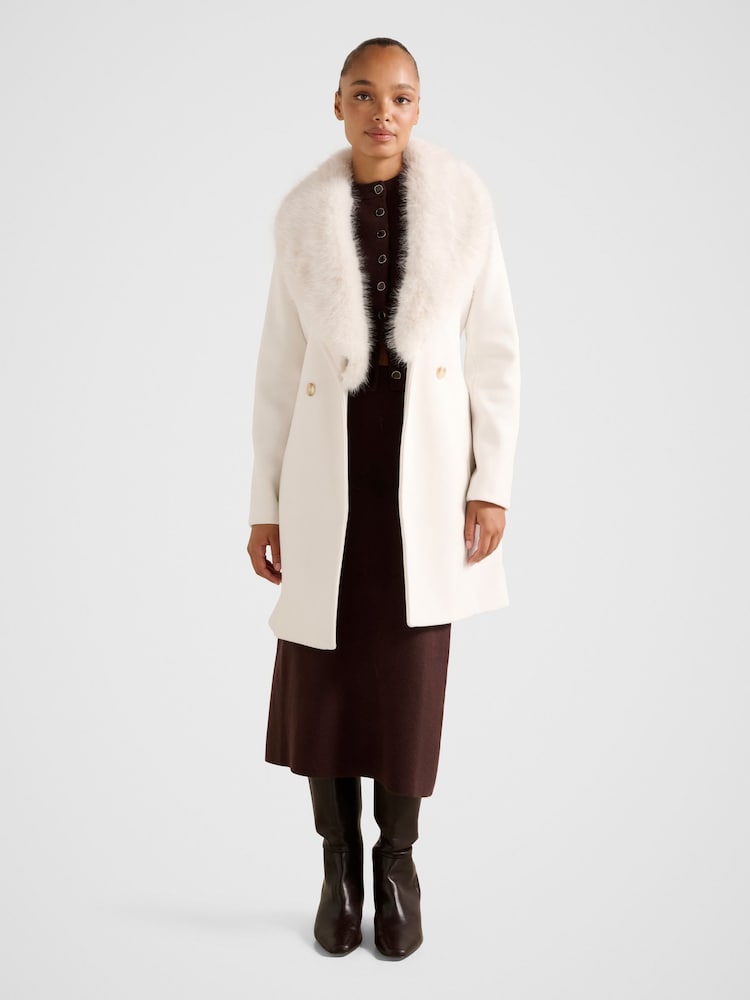Forever New Cream Rocky Fur Collar Wrap Coat - Image 5 of 5 Forever New Cream Rocky Fur Collar Wrap Coat - Image 5 of 5