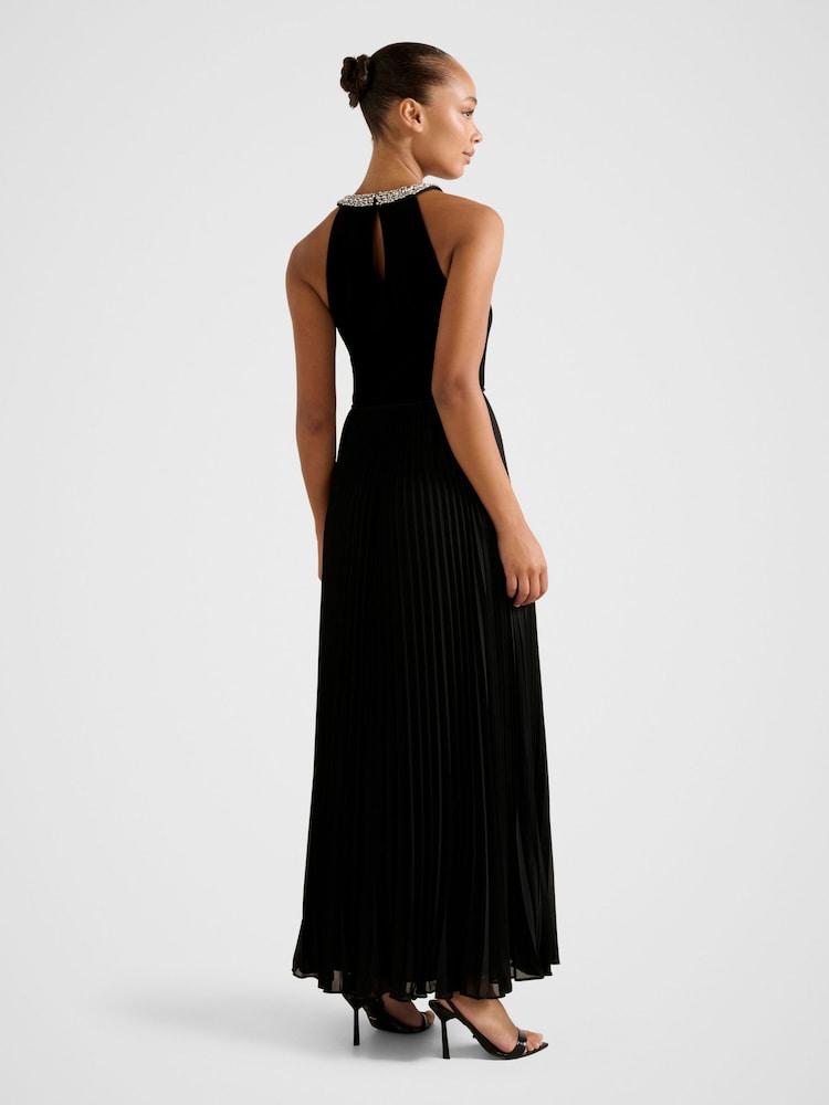 Forever New Black Gwen Halter Neck Pleated Midi Dress - Image 2 of 4 Forever New Black Gwen Halter Neck Pleated Midi Dress - Image 2 of 4
