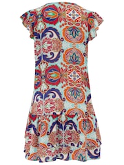 Pour Moi Navy/Aqua Gracie Crinkle Frill Swing Beach Dress - Image 5 of 5