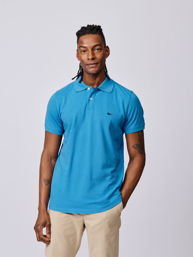Aubin Blue Oliver Pique Polo Shirt - Image 1 of 3