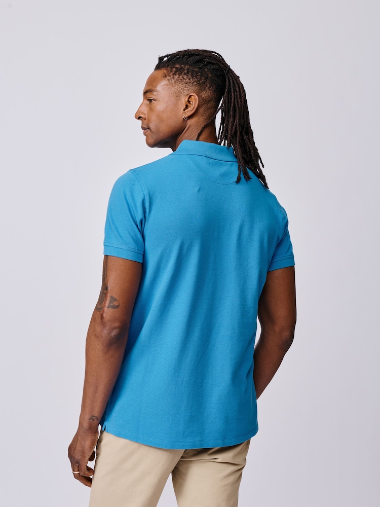 Aubin Blue Oliver Pique Polo Shirt - Image 2 of 3