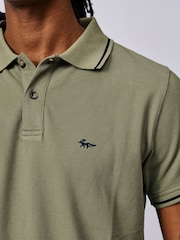 Aubin Green Eden Tipped Pique Polo Shirt - Image 3 of 3