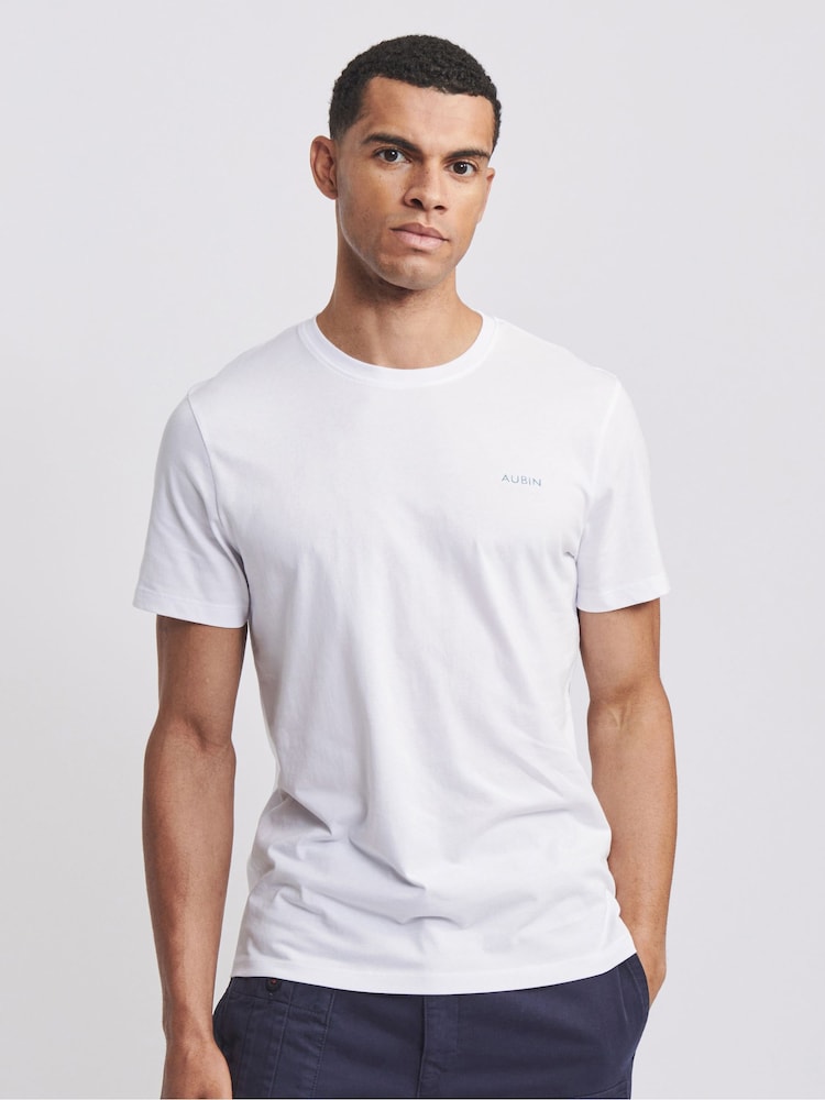 Aubin Appledore Crew Neck White Polo T-Shirt - Image 1 of 1