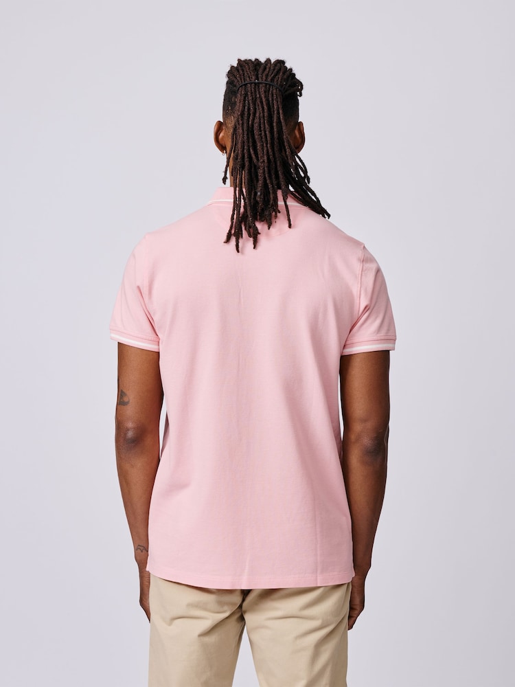 Aubin Pink Eden Tipped Pique Polo Shirt - Image 2 of 3