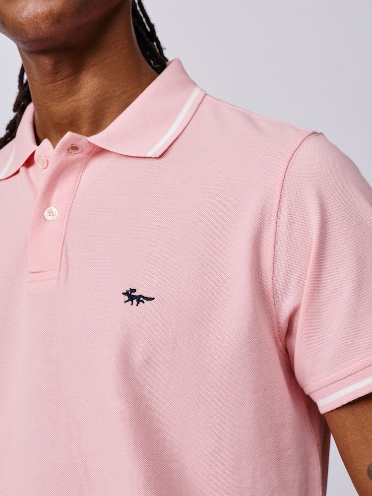 Aubin Pink Eden Tipped Pique Polo Shirt - Image 3 of 3