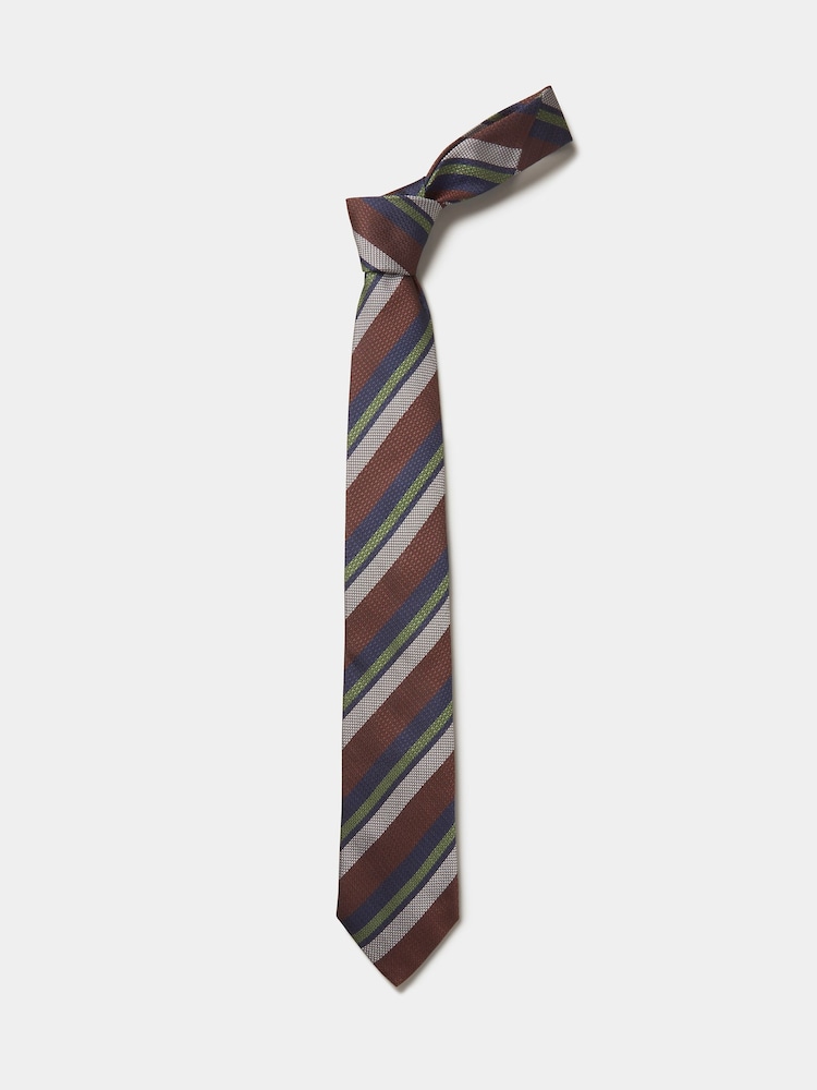Marrón oscuro - Corbata de seda de Aubin - Imagen 2 de 2