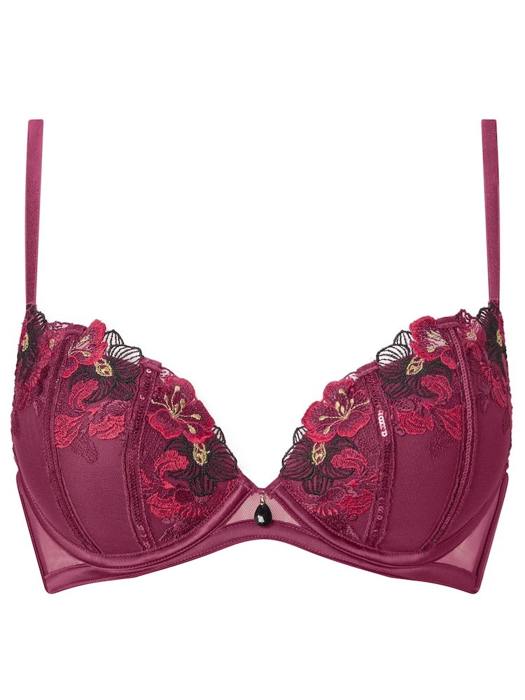 Ann Summers Red Shimmering Sequin Padded Plunge Bra - Image 6 of 6