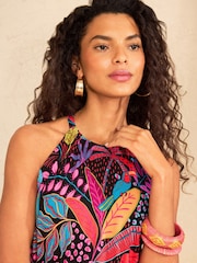 Negro con estampado tropical - Love & Roses Halterneck Mini Dress - Imagen 4 de 5