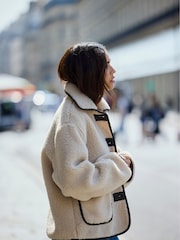 JDY Grey Sherpa Jacket - Image 2 of 8